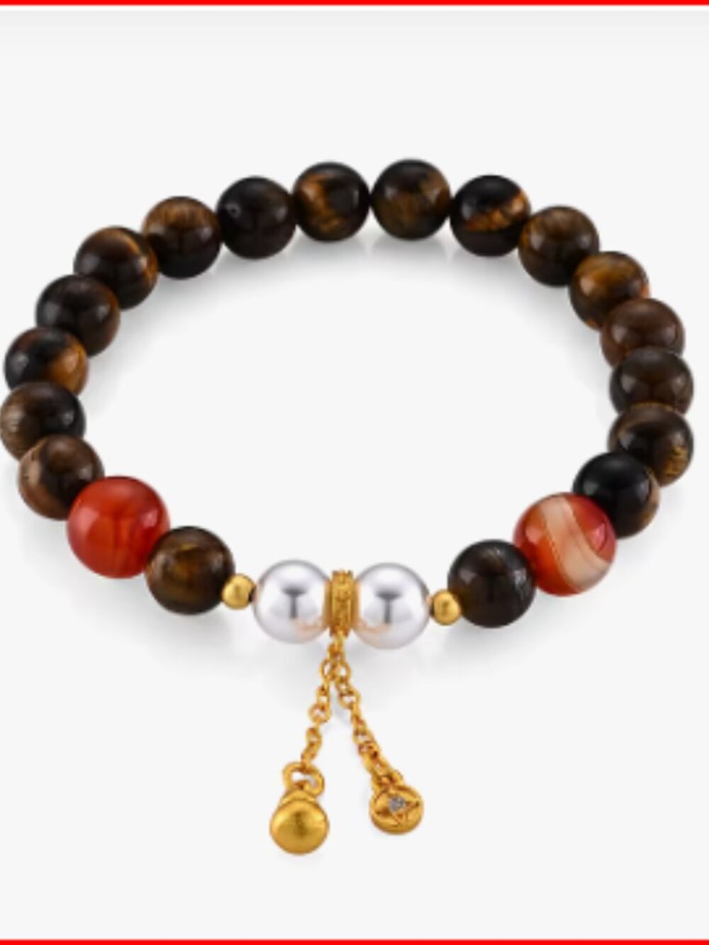 Multi Gemstones Beaded Bracelet in Goldtone - Picture 2 of 2